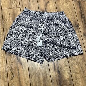 Briggs New York Briggs printed linen blend pull on shorts  Navy Blue White Sz S